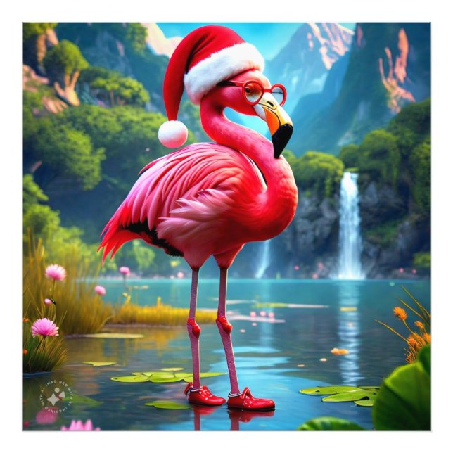 Julflamingo Jultomten-47476 Fototryck (Framsidan)