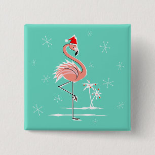 Julflamingo knapp fyrkantig