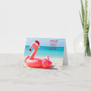 Julflamingo med julhatt tack kort