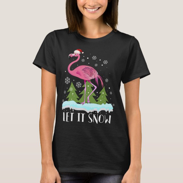 Julflamingo med jultomten, Låt det snöa T Shirt (Framsida)
