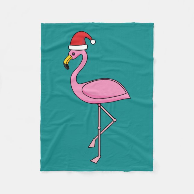 Julflamingo med Santa Hat Fleecefilt (Framsidan)