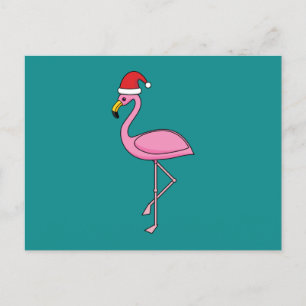 Julflamingo med Santa Hat Helg Vykort