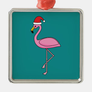 Julflamingo med Santa Hat Julgransprydnad Metall