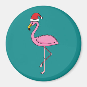 Julflamingo med Santa Hat Magnet