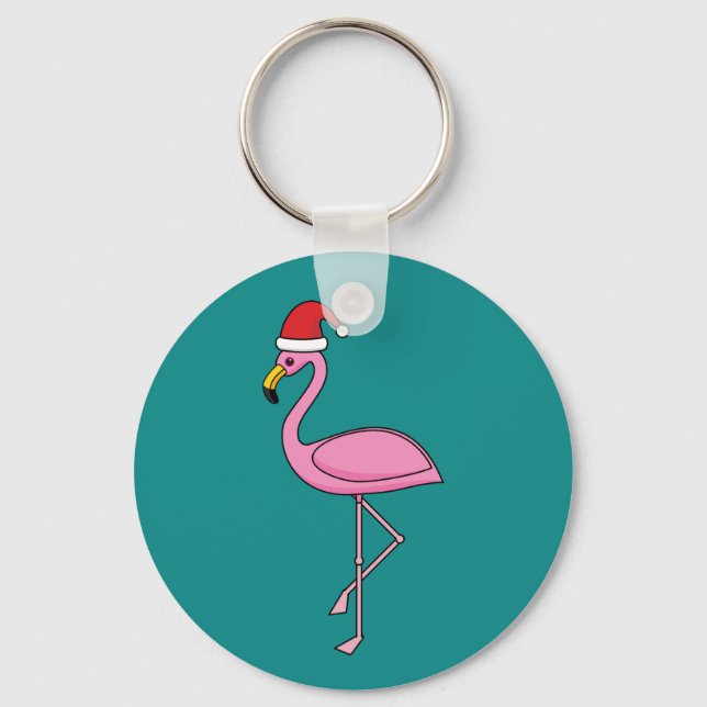 Julflamingo med Santa Hat Nyckelring (Framsida)