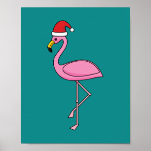 Julflamingo med Santa Hat Poster