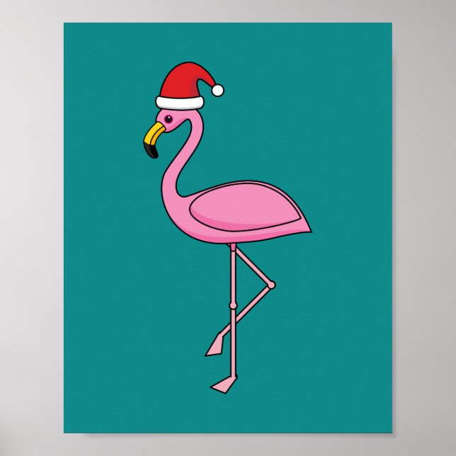 Julflamingo med Santa Hat Poster (Framsidan)
