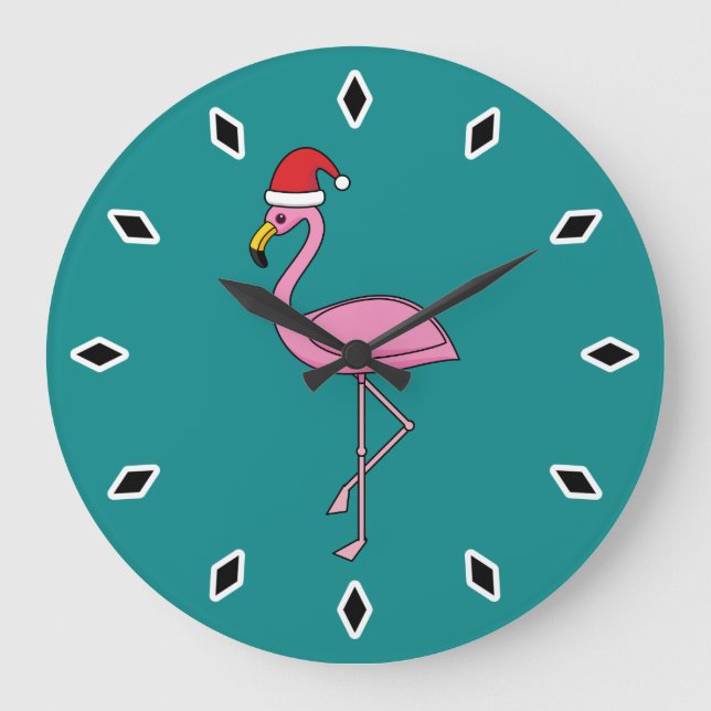 Julflamingo med Santa Hat Stor Klocka (Framsida)