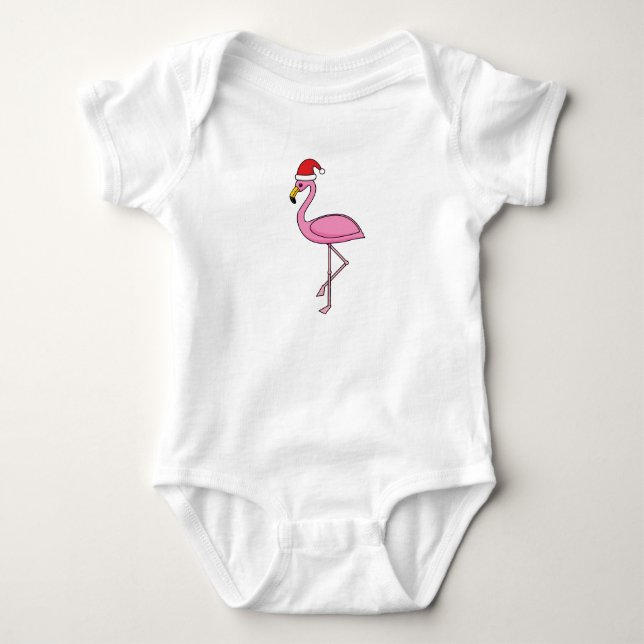 Julflamingo med Santa Hat T Shirt (Framsida)