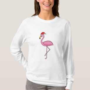 Julflamingo med Santa Hat T Shirt