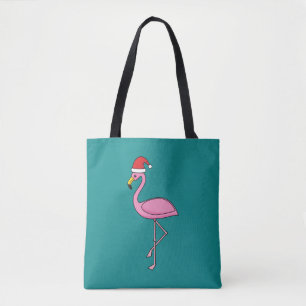 Julflamingo med Santa Hat Tygkasse