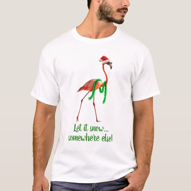 Julflamingo på Beach T Shirt (Framsida)
