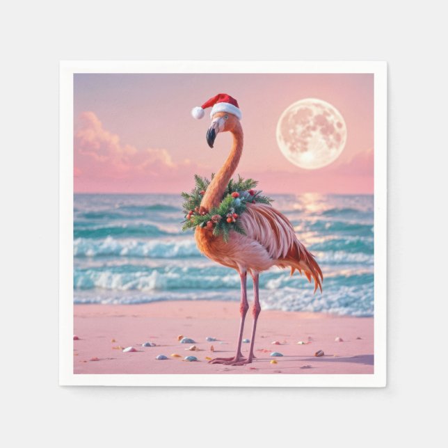 Julflamingo på Rosa Beach Pappersservett (Framsidan)