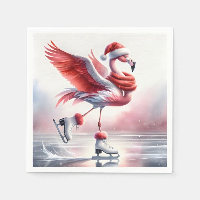 Julflamingo På Skridskor Pappersservett (Framsidan)