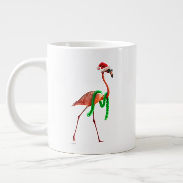 Julflamingo på stranden jumbo mugg (Vänster)