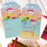 Julflamingo på Tecknaden Beach Cute Funny Presentetikett<br><div class="desc">Dessa söta och roliga märkre i helgdag har tecknad som flamingo med rosa solglasögon, röd sjalj och hatt, med "varmaste önskemål!" som firar jul på stranden. Lägg till ett vackert drag i dina presenter under julsäsongen eller till jul i juli :) ・ Anpassa det med namn eller anpassa det ytterligare...</div>
