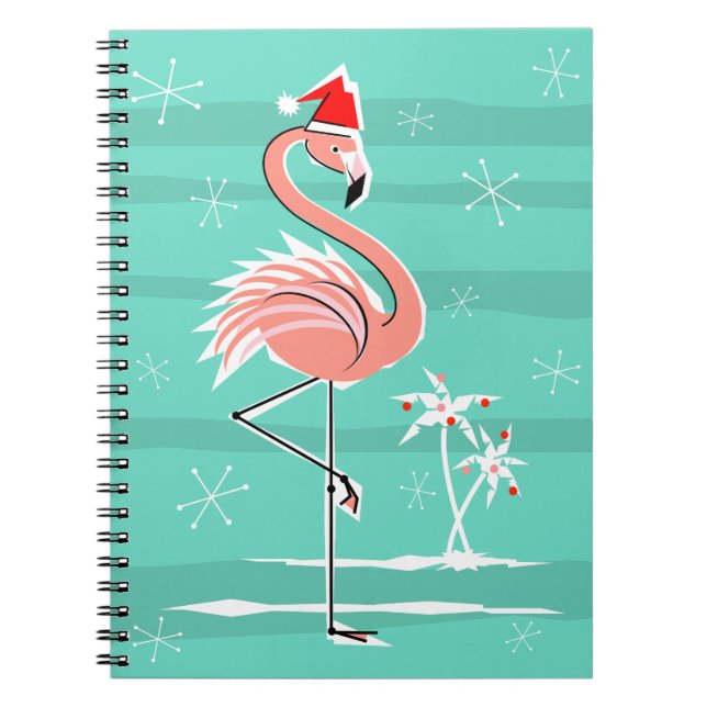 Julflamingo Rand bärbar dator Anteckningsbok Med Spiral (Framsidan)