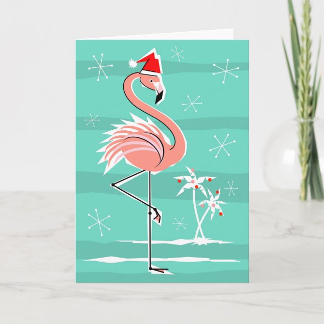 Julflamingo Rand hälsning-kort Helgkort (Framsida)