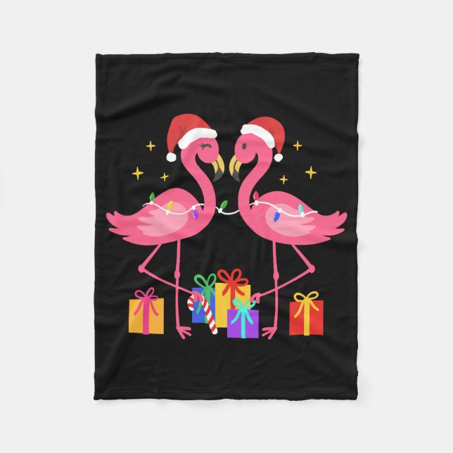 Julflamingo Santa Hat Fleecefilt (Framsidan)