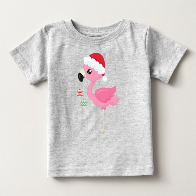 Julflamingo, Santa Hat, julprydnader T Shirt (Framsida)