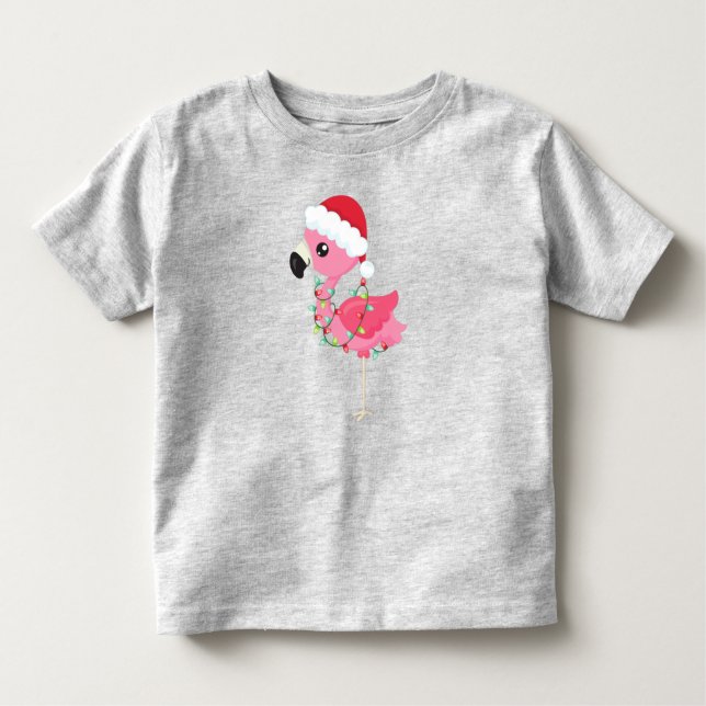 Julflamingo, Santa Hat, Ljuset T Shirt (Framsida)