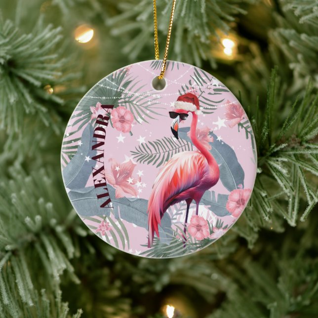 Julflamingo Santa Hat Tropical Julgransprydnad Keramik (Träd)