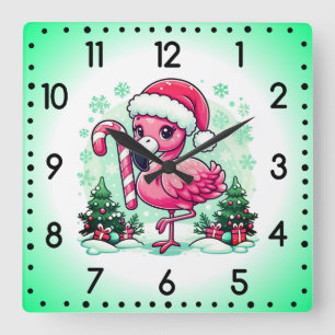 Julflamingo Subliceringsklipp Fyrkantig Klocka