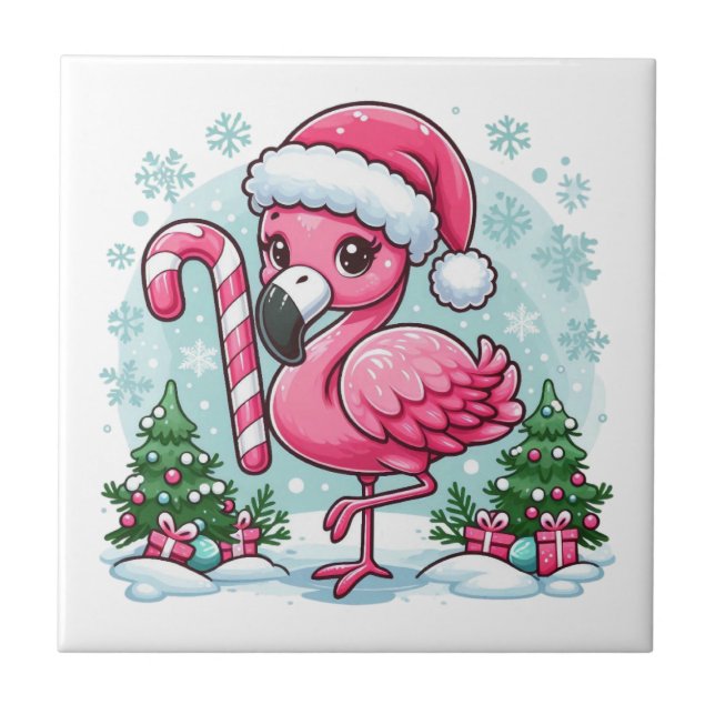 Julflamingo Subliceringsklipp Kakelplatta (Framsidan)