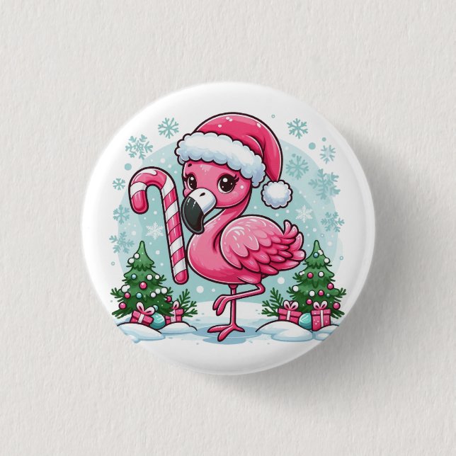 Julflamingo Subliceringsklipp Knapp (Framsida)