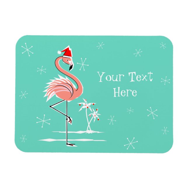 Julflamingo Textmagnet är flexibelt Magnet (Horisontell)