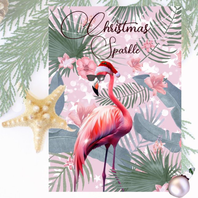 Julflamingo Tropical Ljus Greeting Card Inbjudningar (Skapare uppladdad)