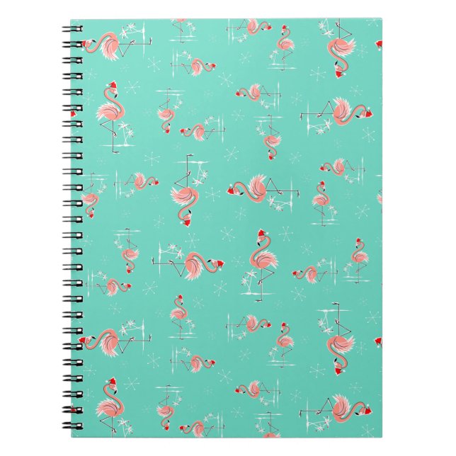 Julflamingo Twist bärbar dator Anteckningsbok Med Spiral (Framsidan)