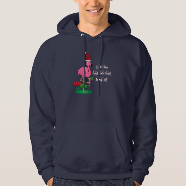 JulFlamingoHoodie Hoodie (Framsida)