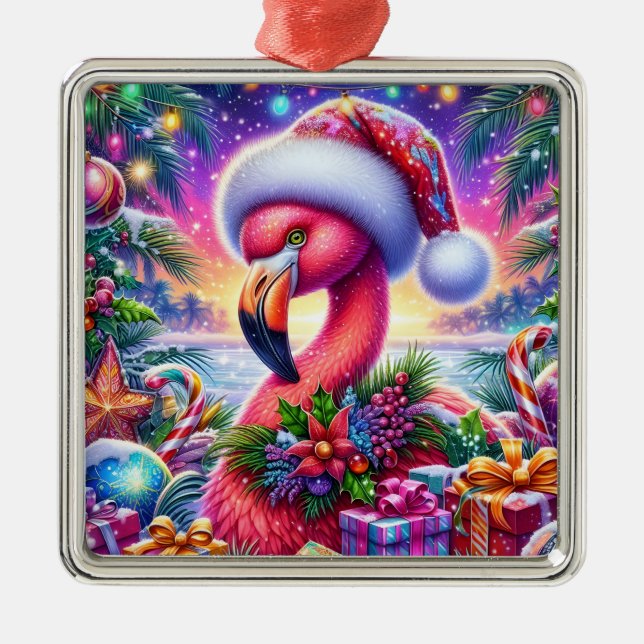Julflamingoornament Julgransprydnad Metall (Framsidan)