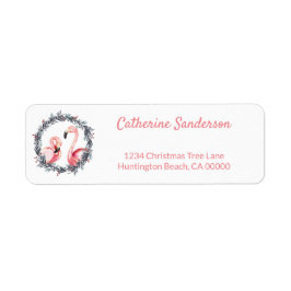 Julflamingos Rosa Returadress Etikett