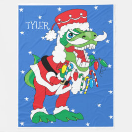 JulFleece Blanket/Large TySantaSaurus Rex Fleecefilt