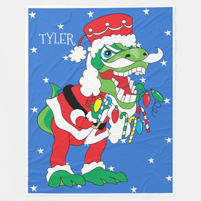 JulFleece Blanket/Large TySantaSaurus Rex Fleecefilt (Framsidan)