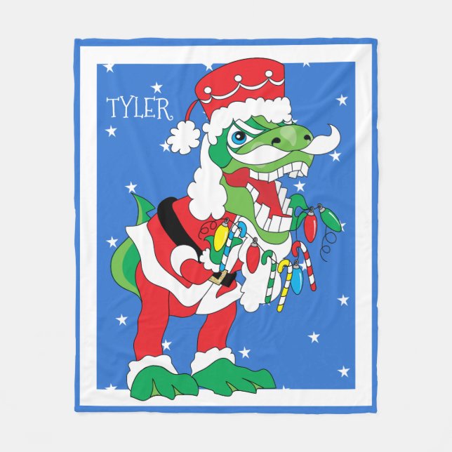 JulFleece Blanket/Medium TySantaSaurus Rex Fleecefilt (Framsidan)