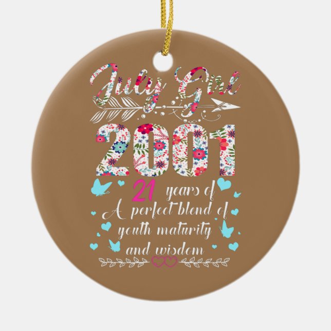 Julflicka 2001 21:a födelsedagsgåvor 21 år gammal  julgransprydnad keramik (Framsidan)