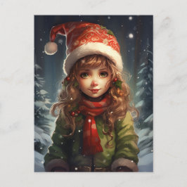 Julflicka Elf Helg Vykort
