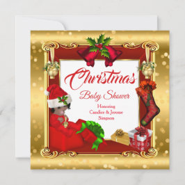 Julflicka eller pojkbabyskor Red Guld Box AA Inbjudningar