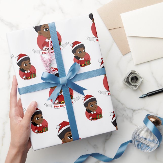 Julflicka med Afro tecknad Wrapping Papper Presentpapper (Gåvor)