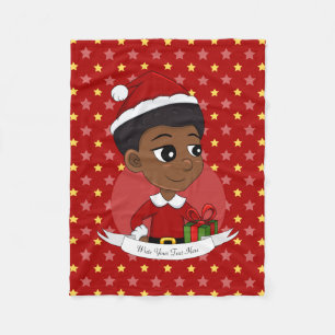 Julflicka med en Afro-tecknad Fleecefilt