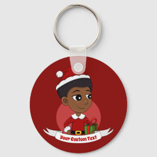 Julflicka med en Afro-tecknad Nyckelring
