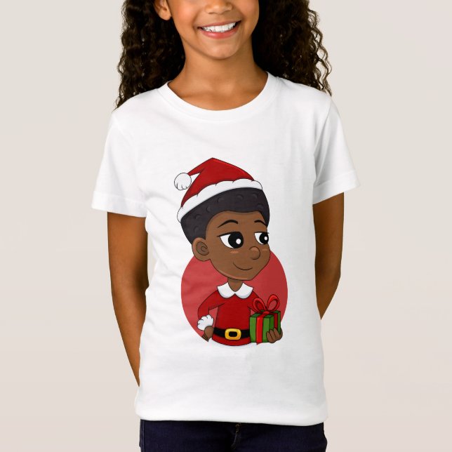 Julflicka med en Afro-tecknad T Shirt (Framsida)