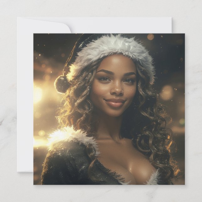 Julflicka på julmarknaden kort (Framsida)