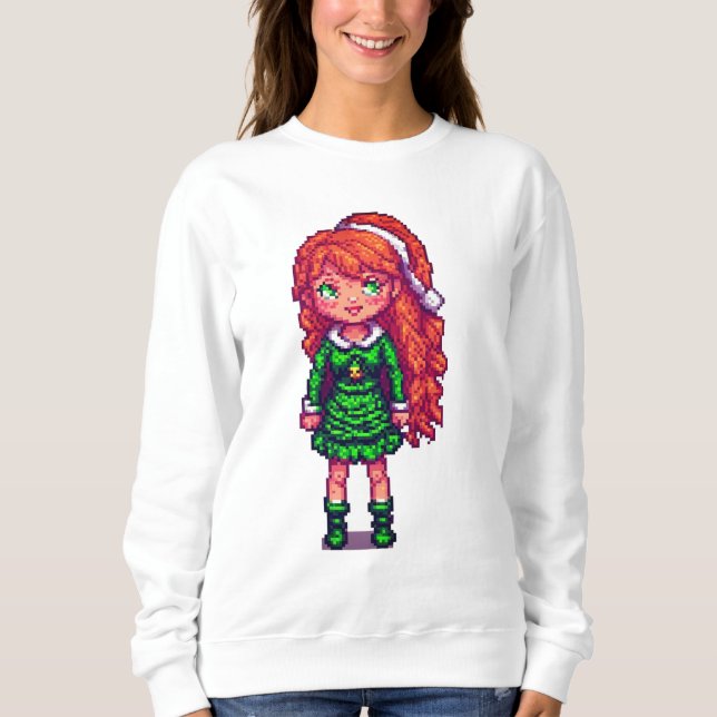 Julflicka rödhårig Sweatshirt T Shirt (Framsida)