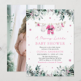 Julflicka Rosa A Merry Little Shower Inbjudningar