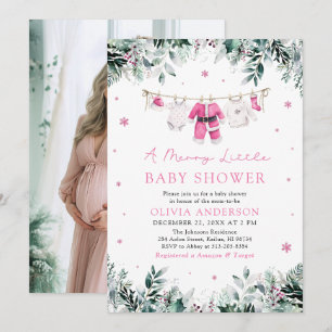 Julflicka Rosa A Merry Little Shower Inbjudningar
