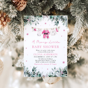 Julflicka Rosa A Merry Little Shower Inbjudningar